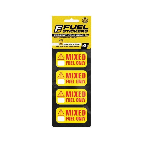 Fuel Stickers Mixed Fuel Sticker, 2-Cycle Label: Fuel Can & Outdoor Power Equipment, Hvy-Dty, 2''x1'', 4PK Z-2X1MFO-4PK - main